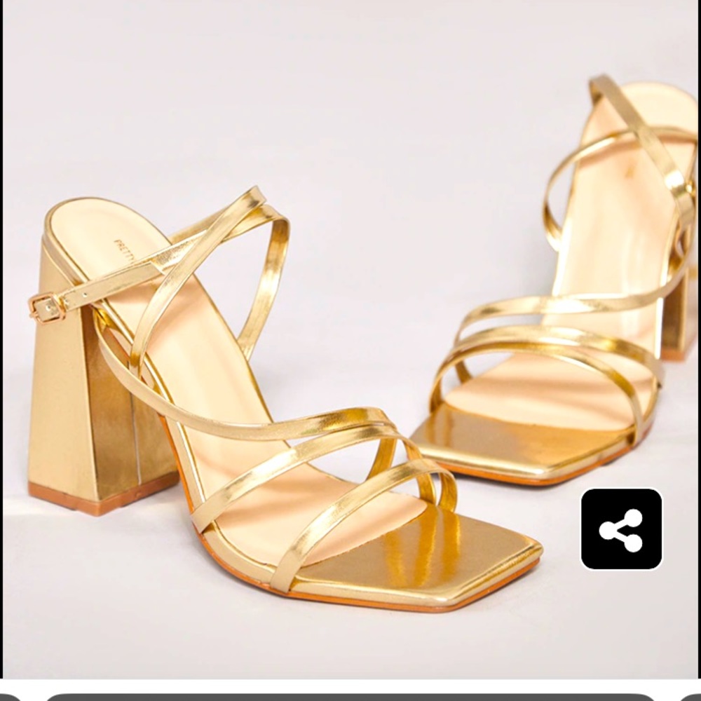 Gold Wide Fit Chunky Heels